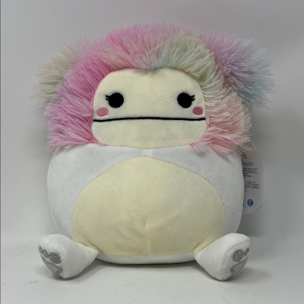 SQUISHMALLOWS ZAYLEE YETI BIGFOOT 8 INCH NWT PINK YELLOW WHITE RAINBOW FAUX FUR